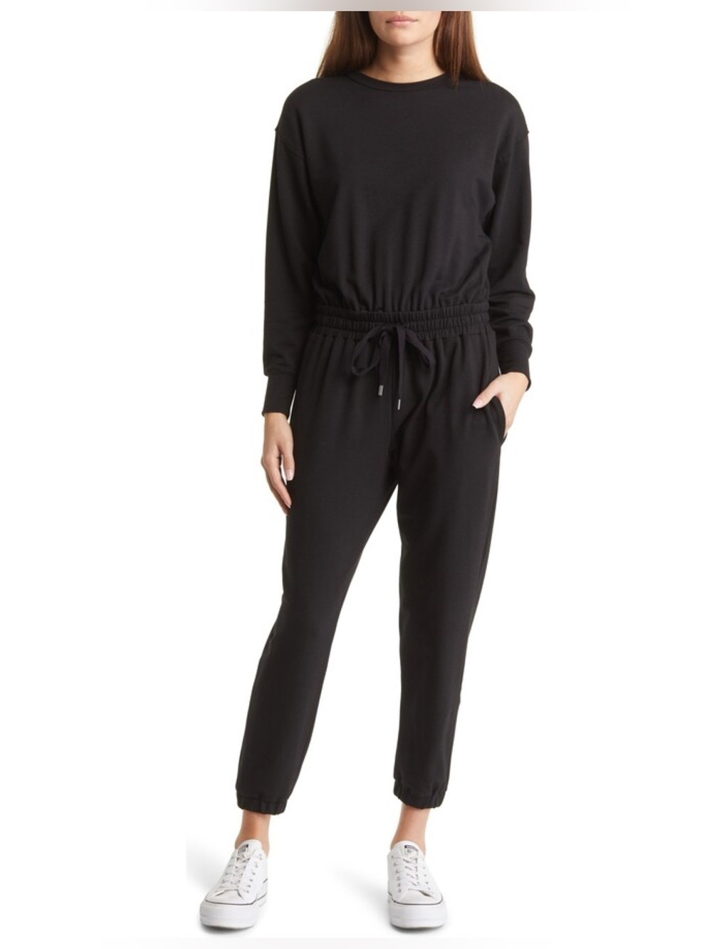 Smash + Tess Elevate Everyday Romper Jumpsuit Black Small - Drawstring Waist